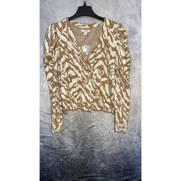 Nine‎ West Animal Print Cropped Cardigan Puffed Sleeves Women’s XL New W/tags - Picture 1 of 10